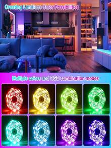 2 Modos de Control: Control Remoto de 44 Teclas y Control por APP de Smartphone, Tira de Luz LED RGB Sincronizada con Música Controlada por APP Inteligente con Control Remoto, Adecuada para Dormitorio, Habitación, Decoración del Hogar, Fiesta, Vacaciones y Otras Ocasiones, Decoración de Habitación, Decoración del Hogar, Decoración de Dormitorio, Tira de Luz LED Inteligente con Control Remoto de 44 Teclas - Multicolor - Ver 8