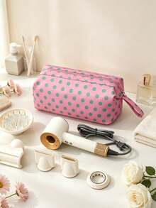 Polka Dot Hair Dryer Storage Bag With Hand Strap Waterproof Multi-Space Travel Hair Styling Tools Organizer Pouch Zipper Cosmetic Bag Vacation - Multicolor - View 7