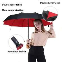 10-Rib Double Layer Large Folding Umbrella, UV Protection, Waterproof, Windproof, Compact Umbrella Suitable For Men And Women - Cloth Umbrella Series - View 19