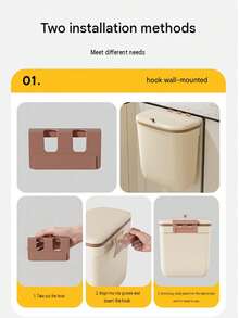 Wall-Mounted Trash Can With Lid, Large Capacity, Odor-Proof, Suitable For Kitchen, Bathroom And Toilet Paper Storage - A - View 5