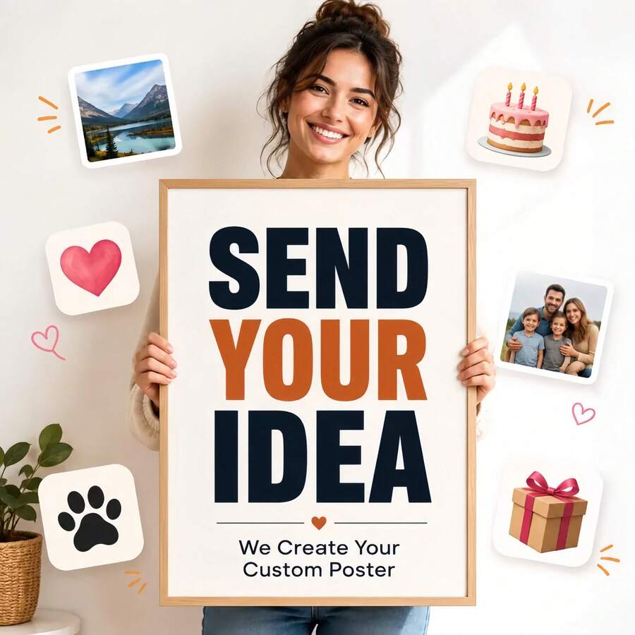 1pc Customized Poster, Personalized With Your Photos And Text, Home Decor, Create Eternal Memories, Add Romantic And Emotional Atmosphere, Suitable For Anniversary, Wedding, Birthday And Special Occasions - Multicolor - View 1