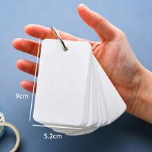 100 Sheets Solid Color Blank Flash Cards With Metal Binder Ring, Portable Word Notebook Blank Message Notepad For Student Learning Office Stationery - 100 Sheets - View 3