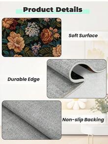 1 pièce Tapis long à motif floral, tapis moelleux de grande taille, convient pour le salon, la chambre, le couloir et autres endroits, motif imprimé, doux et confortable, respectueux de la peau et absorbant, facile à nettoyer, convient également pour la décoration de la cuisine, matériau en faux cachemire, résistant aux taches, convient pour l'entrée intérieure/extérieure, la chambre et autres décorations de la maison, plusieurs couleurs disponibles, convient également pour la buanderie de la maison, lavable en machine - Multicolore - Voir 8