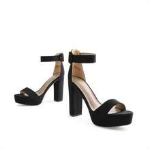 Women Heeled Sandals - Black - Suede - View 6