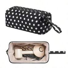 Polka Dot Hair Dryer Storage Bag With Hand Strap Waterproof Multi-Space Travel Hair Styling Tools Organizer Pouch Zipper Cosmetic Bag Vacation - Multicolor - View 12