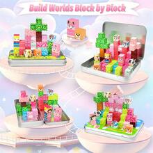 30/60pcs Travel Magnetic Building Blocks, DIY Stacking Toy, Sakura Garden Theme Magnetic Construction Toy, STEM Learning Blocks Set, Girl Theme, With Storage Box, Suitable For Boys And Girls 3 Years And Above - Multicolor - View 6