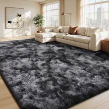 EDIMENS Matta vardagsrum 200x300, tvättbar matta beige, halkfri extra stor matta 160x230, fluffig modern vardagsrumsmatta, matta barnrum, grå mattor sovrum - Tie-dye mörkgrå - Visa 17