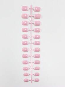 24pcs Short Square White French High-Quality New Technology Full Coverage Nail Tips Set, Suitable For Women And Girls Daily Wear - 彩色 - 查看 6