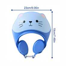 Touca de Banho Infantil com Gato, Touca de Banho para Bebê, Touca de Chuveiro, Touca para Lavar Cabelo de Crianças, Touca de Banho com Proteção de Orelha Ajustável - Multicolorido - Visão 2