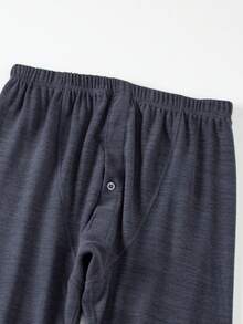 2pcs/Set Pakaian Dalam Termal Pria, Kaos Lengan Panjang + Celana, Lapisan Dasar Kasual Hangat Musim Gugur/Dingin Atasan dan Bawahan - Navy Blue - View 5
