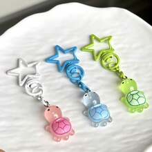1pc Star Buckle Colorful Little Turtle Keychain Pendant, Can Be Hung On Bags, Simple Versatile Phone Decoration, Holiday Accessory, Universal USB Flash Drive Exquisite Small Pendant - Multicolor - View 4