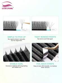 12 Rows 5D-W Triple Tips Eyelash Extensions, 0.07mm D Curl Hand Woven Mesh Net Cross Lashes, Premium Soft Light Professional Makeup Lash Supplies - Black - View 8