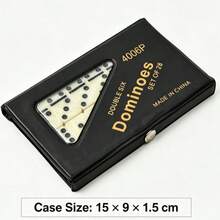 雙六骨牌組，28片象牙色骨牌，經典桌面桌遊附收納盒 - 黑與白 - 查看 7