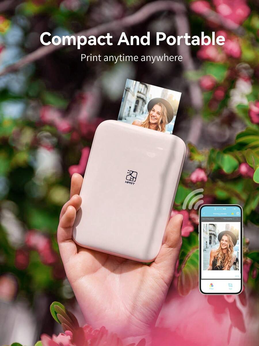 Impresora fotográfica portátil de alta definición HPRT MT53 - Impresión inalámbrica instantánea - Tecnología ZINK, colores vibrantes, fácil de transportar - Rosa - Ver 1