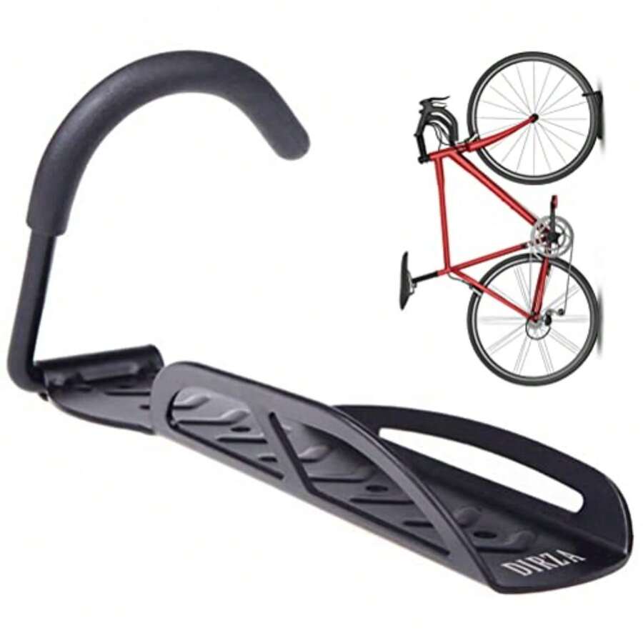 Soporte de pared para bicicleta Dirza para cochera, sistema de almacenamiento vertical para cobertizo de bicicleta fácil de colgar/desmontar resistente soporta hasta 65 libras con tornillos, color negro - Multicolor - Ver 1