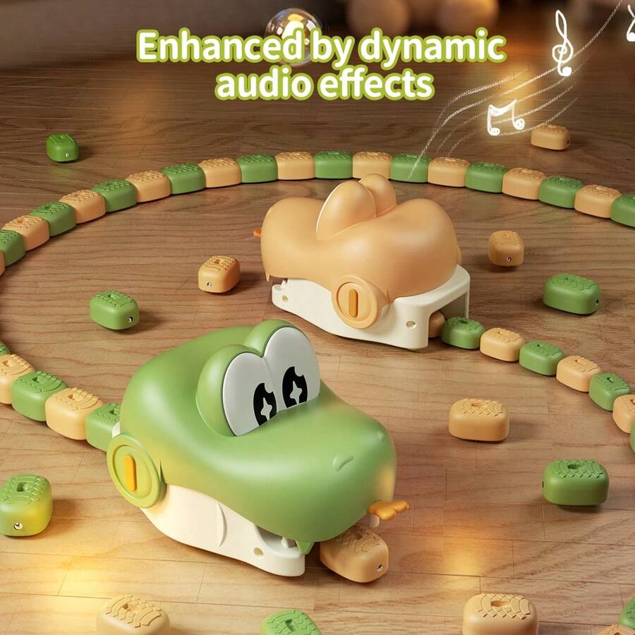 Remote Control Crocodile Racing Set With Sound Effects, USB Rechargeable Domino Blocks Game, Suitable For Family Multi-Player Interaction - Remote-controlled Snake - View 1