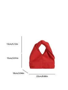 Fashionable Solid Color Ruffled Handbag, Suitable For Women Shopping, Dating, Gifts And Daily Use. - Red - View 2