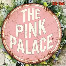 1件 2D平面圓形標誌牌，復古牌匾附「The Pink Pala」設計，適用於酒吧裝飾、咖啡廳裝飾、餐廳裝飾或禮品（孔位隨機） - A - 查看 5