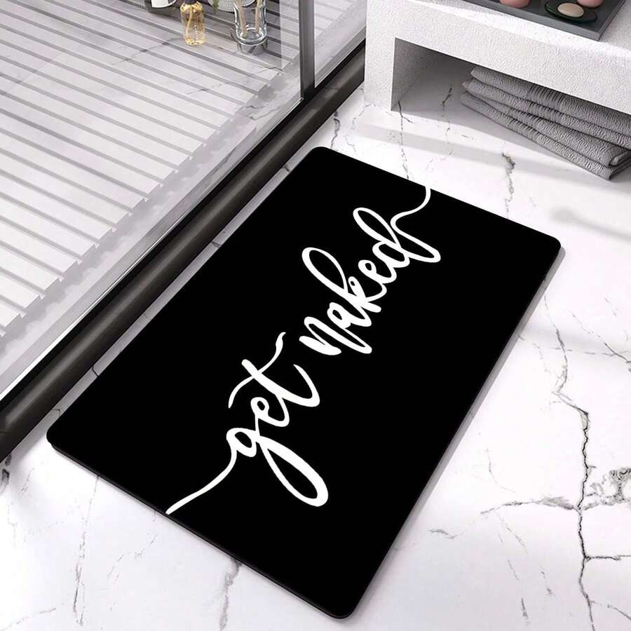 Quick-Dry Absorbent Bath Mat, Funny Black Bathroom Decor Non-Slip Thin Rubber Bath Mat, Suitable For Bathtub, Shower, Sink, Outdoor Carpet, Doormat, Autumn Bathroom Accessory, Back To School Entryway Decor - Multicolor - View 1