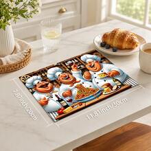 1pc Happy Chef Print Diatom Mud Kitchen Drain Mat, Absorbent Quick-Drying Non-Slip Coffee Machine Pad, Suitable For Kitchen Countertop, Dish Rack, Dining Table And Coffee Bar Decoration - Multicolor - View 10