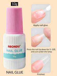 2pcs 10g Nail Glue & Remover Kit,Quick Drying Nail Tip Adhesive Strong Fake Press On Nail Adhesive With Gentle Glue Remover,Brush On Design False Acrylic Nails, At-Home Manicure & Nail Salon Use - 10g - View 2