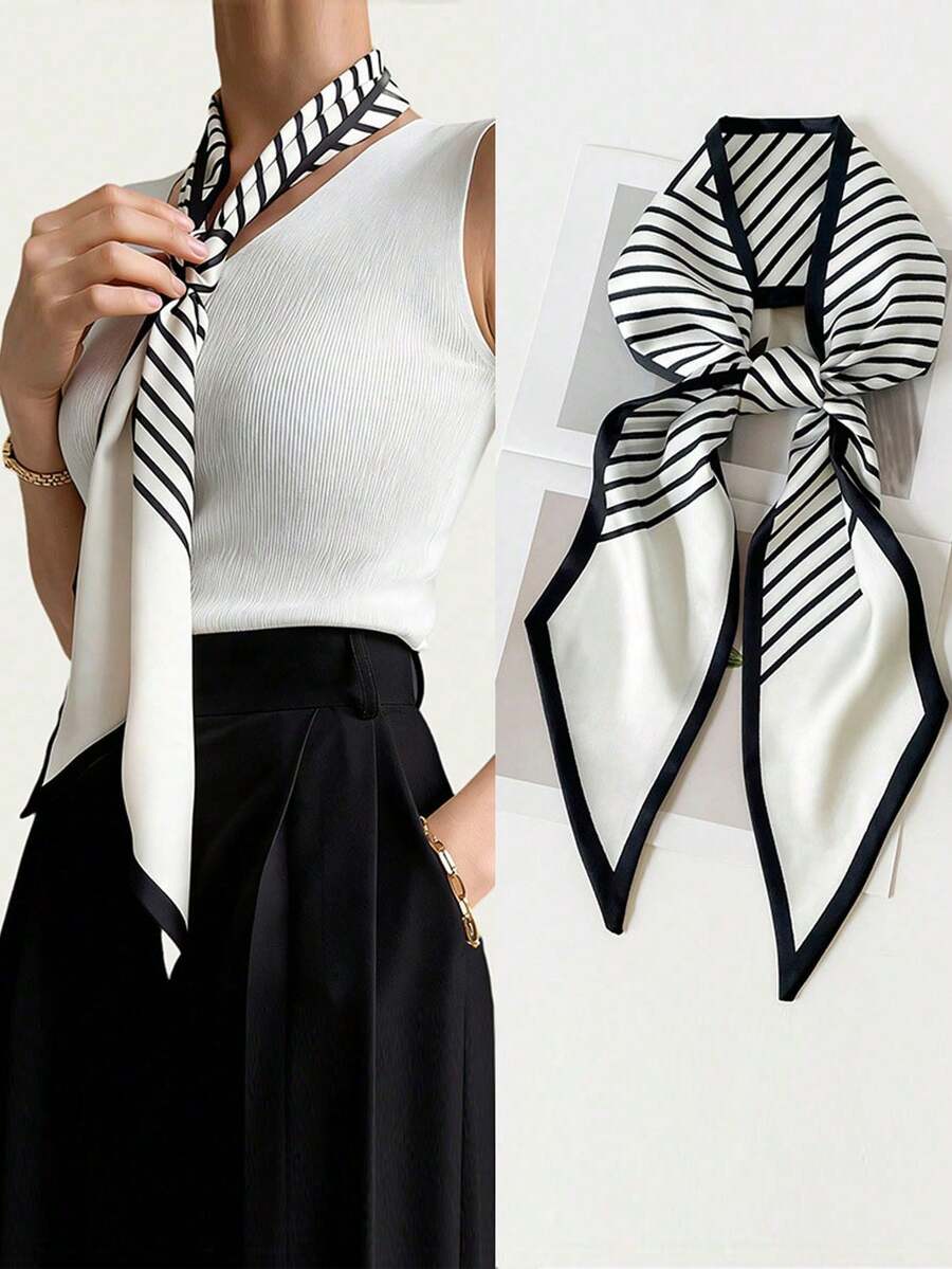 Women Collar & Accessories Set - Black and White - View 1