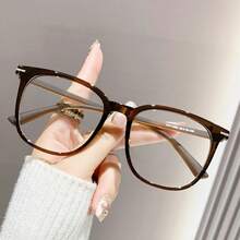 1pc Ins Gentle Minimalist Ultra-Light Round Eyeglasses, Flattering For All Face Shapes, Great For Office No-Makeup Commute & Students' Back-To-School Campus Outfits - Brown - View 1