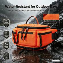 Multi-Functional Motorcycle Waist Bag Outdoor Riding Travel Hiking Bumbag. Water-Repellent Oxford Cloth, Expandable Capacity. Multi-Pocket For Phone Wallet Keys. SBS Zippers, 3D Mesh Pad, Top Handle & Adjustable Strap. Colors:Orange,Black,White. - Multicolor - View 10