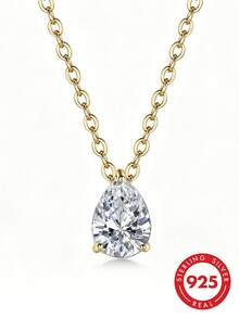 Collar con colgante de gota de agua de plata de ley 925, joyería versátil para mujeres, regalo para novia, esposa, madre en cumpleaños, aniversario - Multicolor - Ver 7