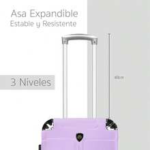 Maleta Rígida de Viaje Equipaje de Cabina con Candado de Seguriad, 4 Ruedas Giratorias Desmontables, Esquineros Antigolpes, Maleta Carry On Amplio Espacio - Púrpura malva - Ver 7