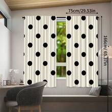 2 piezas Cortinas con estampado de lunares grandes en blanco y negro, impresión de un solo lado, semi-opacas - Cortinas con bolsillo para barra, decoración para dormitorio, sala de estar, cocina, múltiples tamaños disponibles, protección de privacidad, lavables a máquina, resistentes a la decoloración (barra no incluida) - Multicolor - Ver 12