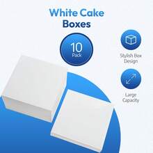 FALGUN White Cake Boxes - 12 Inch Square With Lid (Pack Of 10) - 10 Inch - View 3