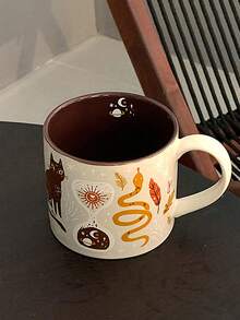 1個可愛塗鴉魔法貓陶瓷馬克杯，Ins風陶瓷杯居家咖啡杯少女風水杯紀念品，返校禮物，經典咖啡搭配杯 - 彩色 - 查看 9