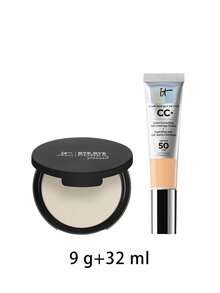 IT Cosmetics [Bundle] Bye Bye Pores Pressed Setting Powder Translucent 9 G + CC+ Cream Full-Coverage Foundation SPF50 Neutral Medium 32 Ml - Translucent+Neutral Medium - View 2