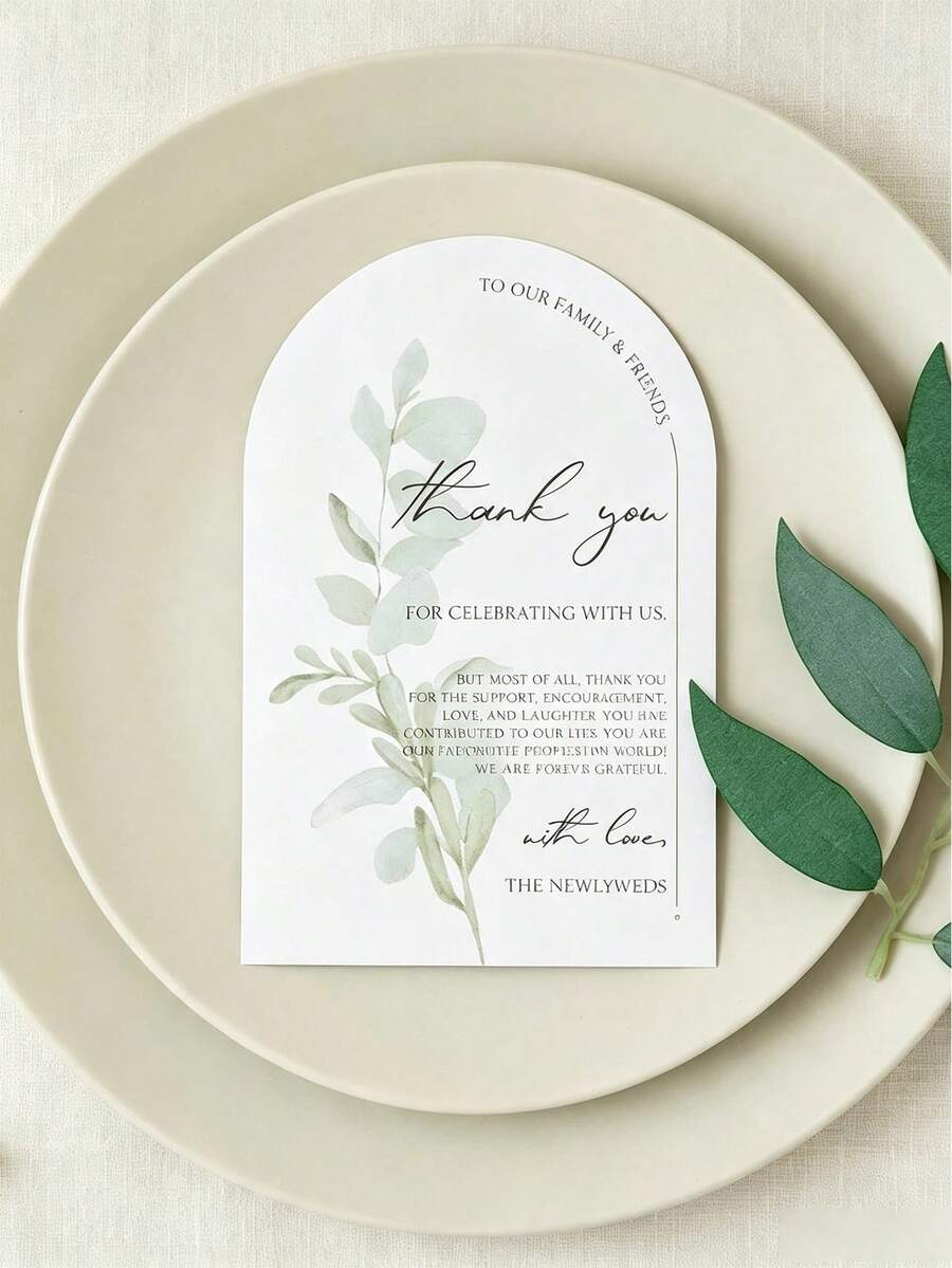 300/200/100/50/10/1pc Floral Thank You Cards, Suitable For Wedding, Reception, Rehearsal Dinner, Party, Event & Celebration Tabletop, Essential For Wedding Gift,Back To School