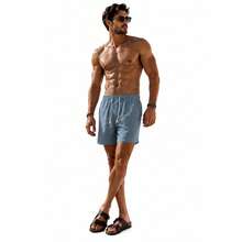 Set Of 3 Premium Linen Shorts For Men - Luxury Beachwear - Light Grey - View 2