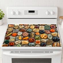1pc Colorful Gemstone Pebble Print Diatom Mud Kitchen Drain Mat, Absorbent Quick-Dry Non-Slip Coffee Machine Mat, Suitable For Kitchen Countertop, Dish Rack, Dining Table And Coffee Bar Decor - Multicolor - View 3