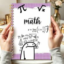 1pc A5 Spiral Notebook, Playful π Equation Cartoon Cover Journal, Back To School Must-Have Supplies, Math Homework Draft Memo Notebook, Adorable Humorous STEM Student Stationery Gift - MATH - View 1