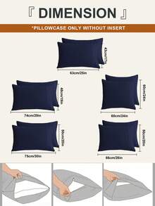 1pc/2pcs Soft Blue Pillowcase, Pillowcase, Bedding, Room Decor, Multi-Size Pillowcase, Envelope Closure, Wrinkle-Resistant, Breathable, Fade-Resistant, Stain-Resistant, Suitable For Bedroom, Sofa, Living Room, Pillow Insert Not Included, Back To School - Navy Blue - View 4