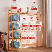 LIVINGANDHOME 110/130cm Width Bamboo Bedroom Garment Clothes Rack With Storage Shelves And Hanging Rail,Garment Rack,Bamboo Clothes Rail,Clothing Standing Rack For Bedroom Hallway Entryway - Brown - View 8