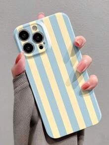 1pc Simple Girly Style Striped Pattern Perforated Glossy Film Case Full Coverage Hard Phone Case Compatible With Iphone 17 Pro, 16e, 16, 15, 14, 13, 12, 11, XR, XS,Compatible With Samsung Galaxy S26, S25, S24, S23, S22, A73, A55, A53, A35, And A34. High-End, Stylish, And Fun Phone Cases, Perfect For Daily Commutes, Afternoon Tea, Beach Vacations, Summer Outings, And Dates. - Multicolor - View 18