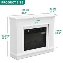 Yitahome 23 Inch Electric Fireplace Suite, Free Standing Electric Fire With Realistic Flame Effect, Timer & 16 Color LED Light Strip, 26D X 100W X 80.5H Cm - White - View 3