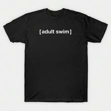 Adult Swim Logo T-Shirt With A Retro Y2K Street Style. This Unisex Top Is Suitable For All Seasons. - 黑色 - 查看 1