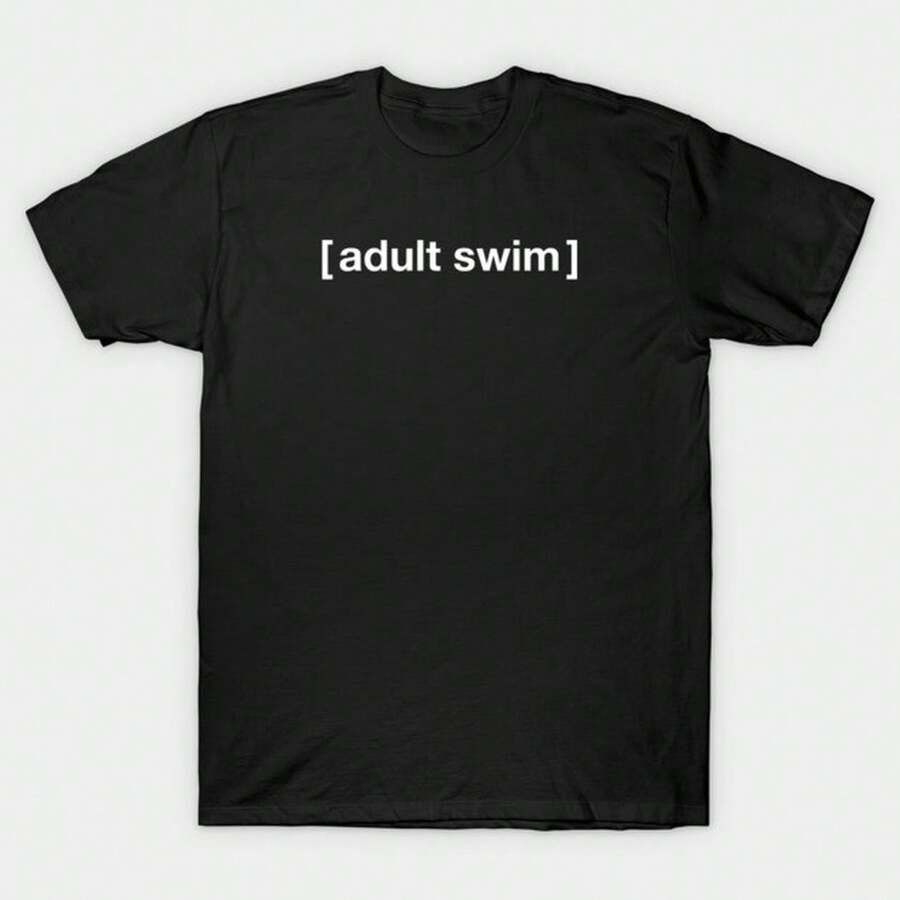 Adult Swim Logo T-Shirt With A Retro Y2K Street Style. This Unisex Top Is Suitable For All Seasons. - 黑色 - 查看 1