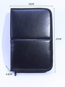 Tas Penyimpanan Kuas Makeup 14 Slot, Tempat Kuas Lipat Tegak, Kapasitas Besar, Portabel untuk Perjalanan, Tas Penyimpanan PU Anti Debu (Kuas Makeup Tidak Termasuk) - Hitam - View 6