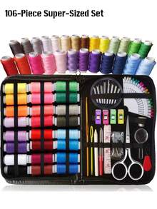 10pcs/106pcs Sewing Tool Kit (Random Color), Travel Sewing Set Includes 24 Colors Thread, Sewing Needles, Scissors, Buttons, Tape Measure, Seam Ripper, Etc., Suitable For Daily Small Repairs, Emergency Mending And DIY Crafts; Portable Travel Sewing Storage Box, Essential Sewing Accessories. - Multicolor - View 1
