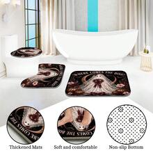 1pc/4pcs Rose Wedding Ghost Shower Curtain Set, Sweet & Cool Halloween Multi-Functional Bathroom Decor Shower Curtain Set, Free 12 Hooks, Premium Holiday Atmosphere, Bathroom Mat, U-Shaped Floor Mat And Round Toilet Lid Cover, Suitable For All Halloween Decor Scenes - Bridal Ghost - View 8