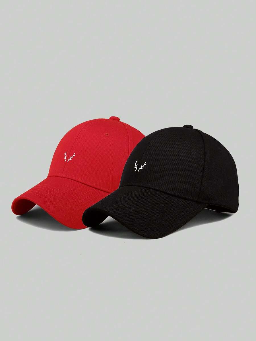 1pc Printed Pattern Casual Minimalist Adjustable Baseball Cap For Men - Black + Red - View 1