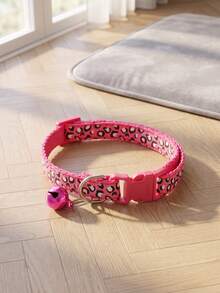 1pc Leopard Print Adjustable Cat Collar, Suitable For Small To Medium Dogs And Cats, Optional Cat Paw Accessory, DIY Customizable Pet Collar - Multicolor - View 7