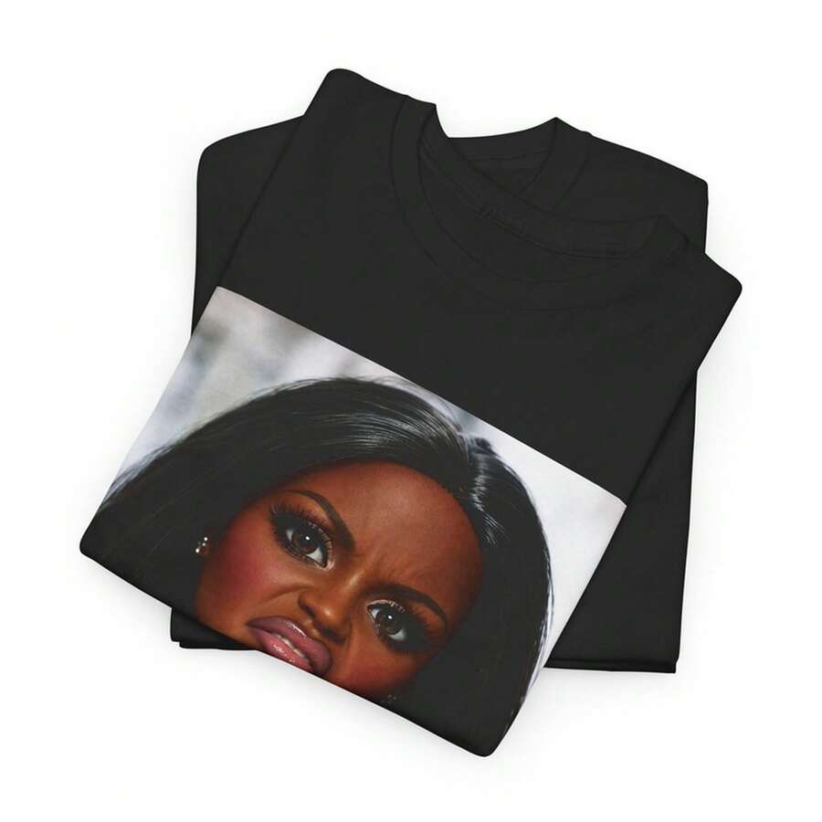 Disgusted Black Doll Face, Funny Meme Shirt, Black Queen Tee - 黑色 - 查看 1